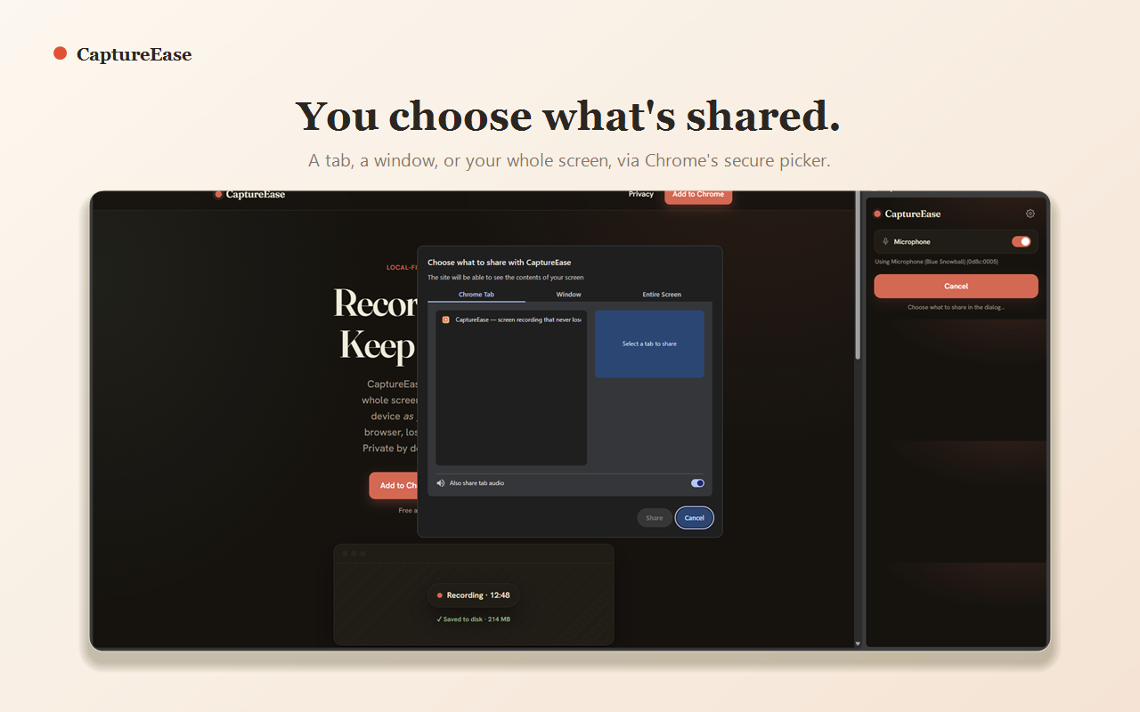 Choosing a tab, window, or screen in Chrome's picker